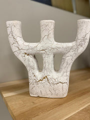 Sacha White Craquelé Bougeoir/Vase
